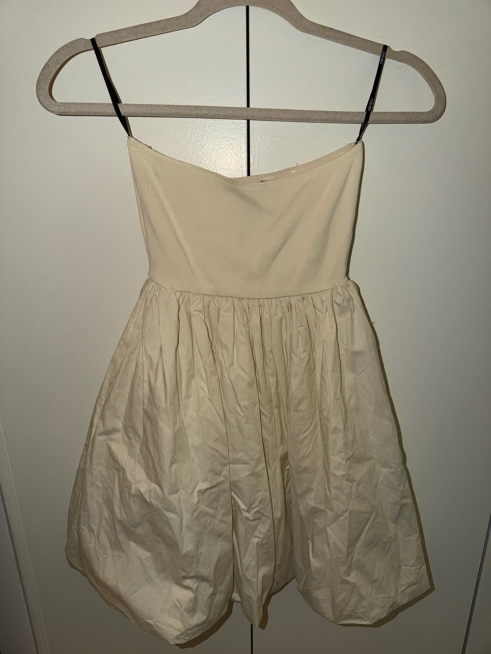 Strapless Ivory Bubble Skirt Dress